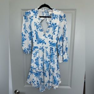 Light Blue and White Ruffle Cocktail Dress.